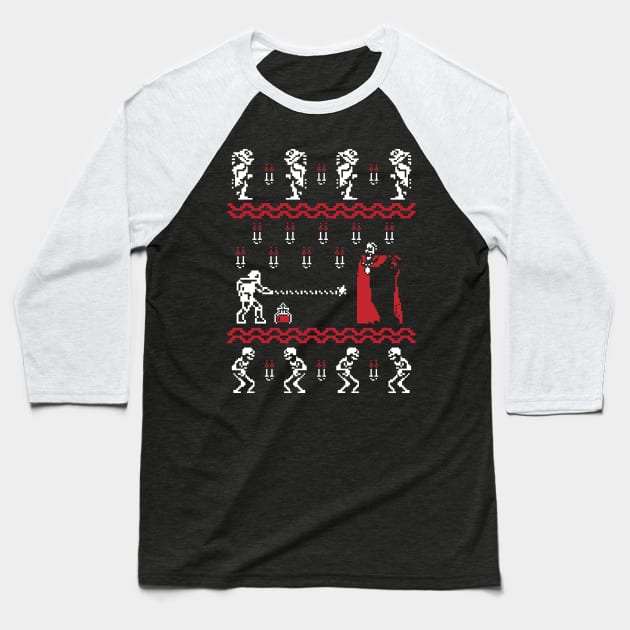 Christmas Sweater Christmasvania Baseball T-Shirt by RetroReview